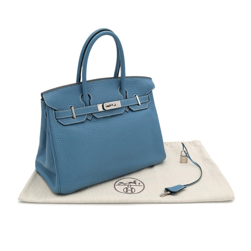 HERMES BIRKIN 30 BLUE JEAN TAURILLON CLEMENCE HAND BAG ▢K SHW 90302641 - PURPOSE