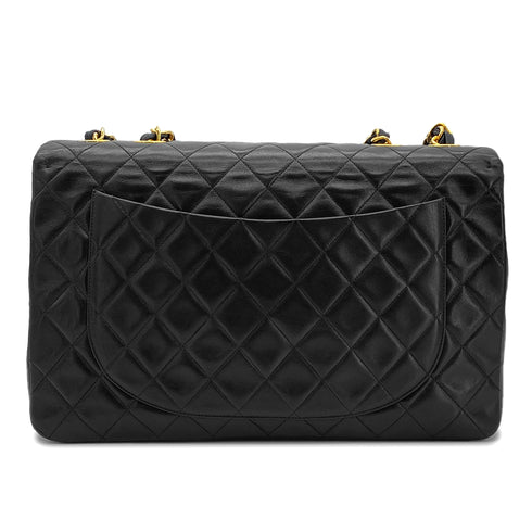 CHANEL VINTAGE MAXI MATELASSE 34 CHAIN SHOULDER BAG BLACK LAMB SKIN 90302643 - PURPOSE