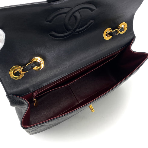 CHANEL VINTAGE MAXI MATELASSE 34 CHAIN SHOULDER BAG BLACK LAMB SKIN 90302643 - PURPOSE