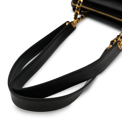 CHANEL VINTAGE TURN LOCK COCO BALL CHAIN TOTE BAG BLACK LEATHER 90302644 - PURPOSE