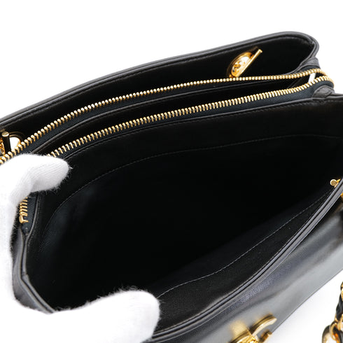 CHANEL VINTAGE TURN LOCK COCO BALL CHAIN TOTE BAG BLACK LEATHER 90302644 - PURPOSE