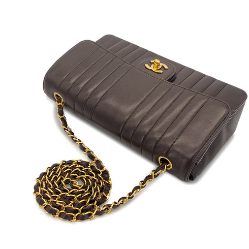 CHANEL VINTAGE MADEMOISELLE CHAIN SHOULDER BAG BROWN LAMB SKIN 90302645 - PURPOSE