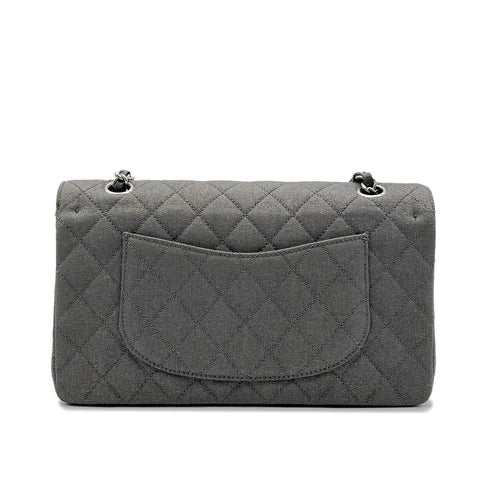 CHANEL VINTAGE CLASSIC FLAP MEDIUM CHAIN SHOULDER BAG GRAY CANVAS 90302647 - PURPOSE