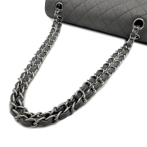 CHANEL VINTAGE CLASSIC FLAP MEDIUM CHAIN SHOULDER BAG GRAY CANVAS 90302647 - PURPOSE