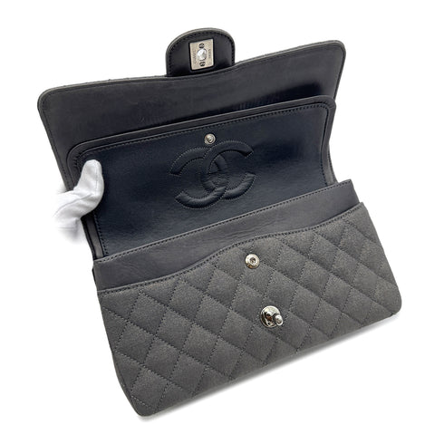 CHANEL VINTAGE CLASSIC FLAP MEDIUM CHAIN SHOULDER BAG GRAY CANVAS 90302647 - PURPOSE