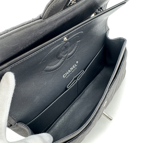 CHANEL VINTAGE CLASSIC FLAP MEDIUM CHAIN SHOULDER BAG GRAY CANVAS 90302647 - PURPOSE