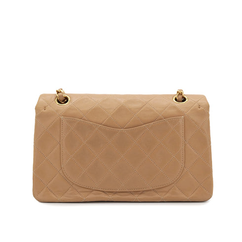 CHANEL VINTAGE CLASSIC FLAP SMALL CHAIN SHOULDER BAG CAMEL LAMB SKIN 90302649 - PURPOSE
