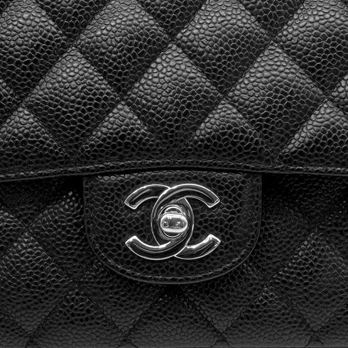 CHANEL VINTAGE CLASSIC FLAP MEDIUM CHAIN SHOULDER BAG BLACK CAVIAR SKIN 90302651 - PURPOSE