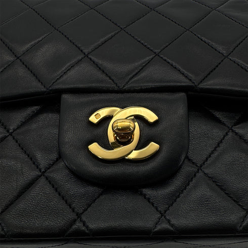 CHANEL VINTAGE CLASSIC FLAP MEDIUM CHAIN SHOULDER BAG BLACK LAMB SKIN 90302650 - PURPOSE
