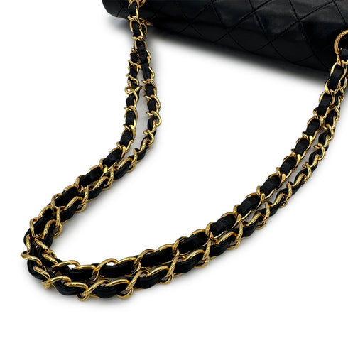 CHANEL VINTAGE CLASSIC FLAP MEDIUM CHAIN SHOULDER BAG BLACK LAMB SKIN 90302650 - PURPOSE