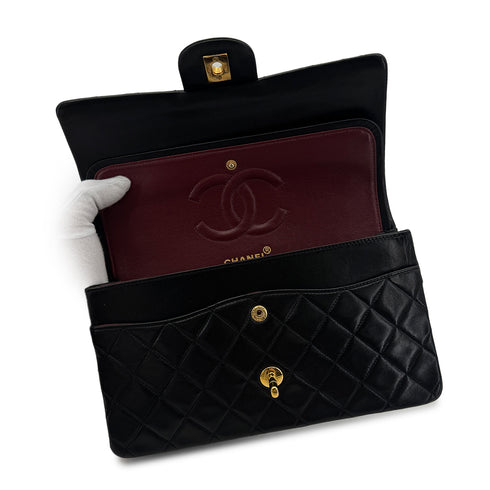 CHANEL VINTAGE CLASSIC FLAP MEDIUM CHAIN SHOULDER BAG BLACK LAMB SKIN 90302650 - PURPOSE