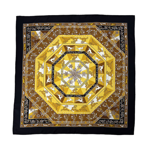 HERMES CARRE 90 FLEURS D HIVER SCARF SILK BLACK 90302653 - PURPOSE
