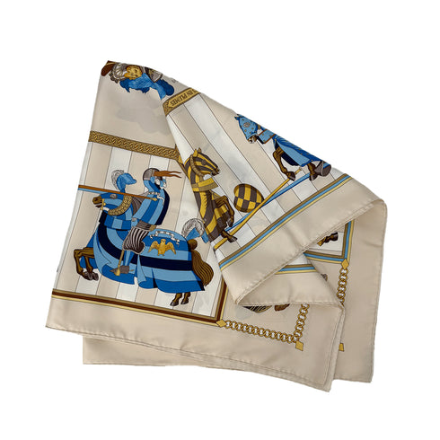 HERMES CARRE 90 CHOCS EN PLUMES SCARF SILK BEIGE 90302655 - PURPOSE