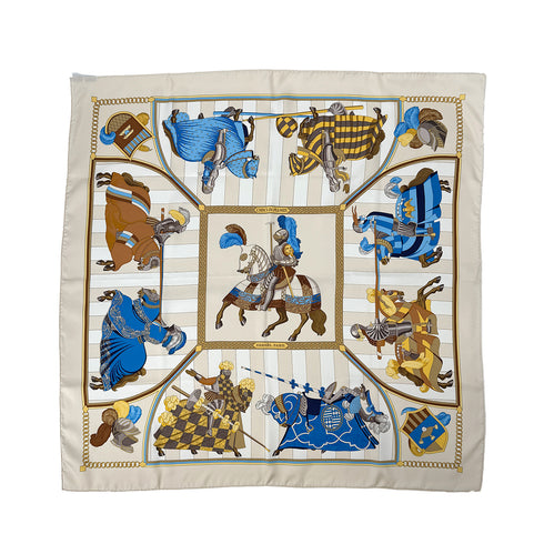 HERMES CARRE 90 CHOCS EN PLUMES SCARF SILK BEIGE 90302655 - PURPOSE