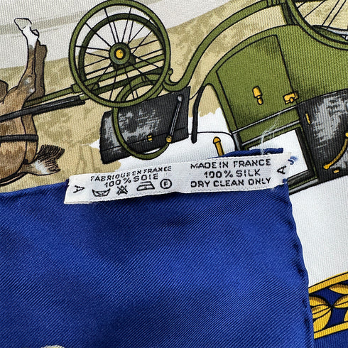 HERMES CARRE 90 LA PROMENADE DE LONGCHAMPS SCARF SILK BLUE 90302658 - PURPOSE