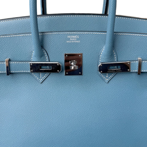 HERMES BIRKIN 35 BLUE JEAN VEAU EPSOM HAND BAG □K SHW 90302855 - PURPOSE