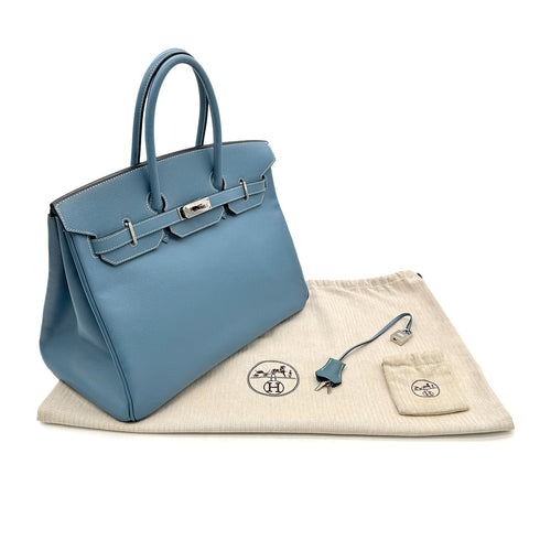 HERMES BIRKIN 35 BLUE JEAN VEAU EPSOM HAND BAG □K SHW 90302855 - PURPOSE