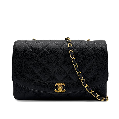 CHANEL VINTAGE DIANA MEDIUM CHAIN SHOULDER BAG BLACK CAVIAR SKIN 90302856 - PURPOSE
