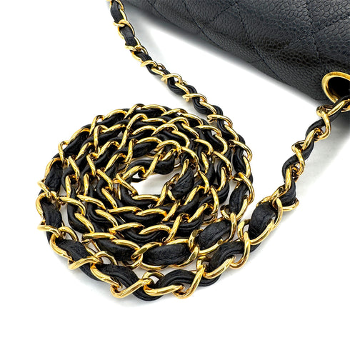 CHANEL VINTAGE DIANA MEDIUM CHAIN SHOULDER BAG BLACK CAVIAR SKIN 90302856 - PURPOSE