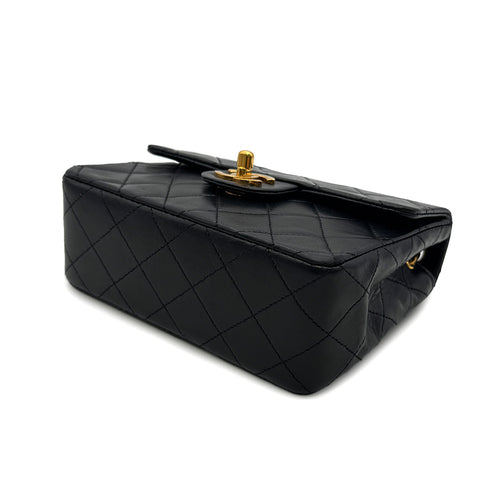 CHANEL VINTAGE MINI SQUARE 17 CHAIN SHOULDER BAG BLACK LAMB SKIN 90302858 - PURPOSE