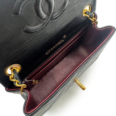 CHANEL VINTAGE MINI SQUARE 17 CHAIN SHOULDER BAG BLACK LAMB SKIN 90302858 - PURPOSE