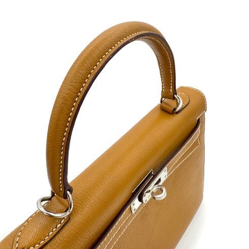 HERMES KELLY 25 SELLIER NATUREL SABLE CHEVRE HAND SHOULDER BAG □I SHW 90302860 - PURPOSE