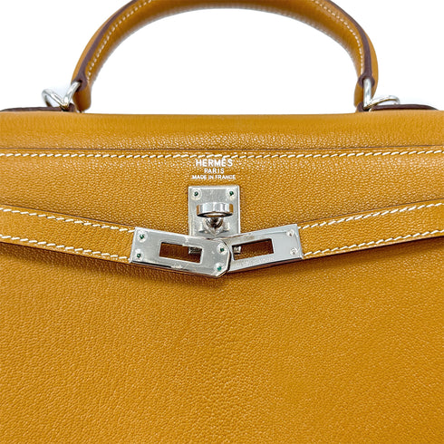 HERMES KELLY 25 SELLIER NATUREL SABLE CHEVRE HAND SHOULDER BAG □I SHW 90302860 - PURPOSE