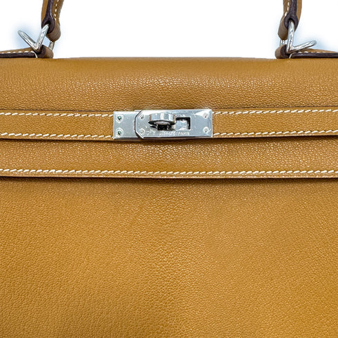 HERMES KELLY 25 SELLIER NATUREL SABLE CHEVRE HAND SHOULDER BAG □I SHW 90302860 - PURPOSE