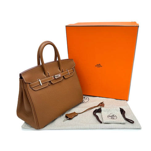 HERMES BIRKIN 25 GOLD TOGO HAND BAG B SHW 90302881 - PURPOSE