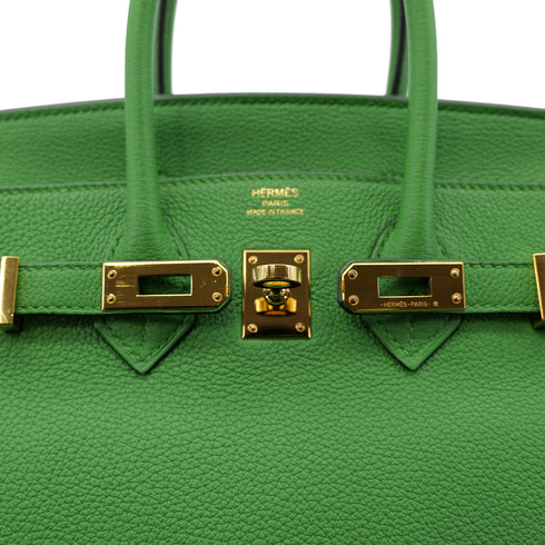 HERMES BIRKIN 25 VERT YUCCA TOGO HAND BAG B GOLD HARDWARE 90302884 - PURPOSE
