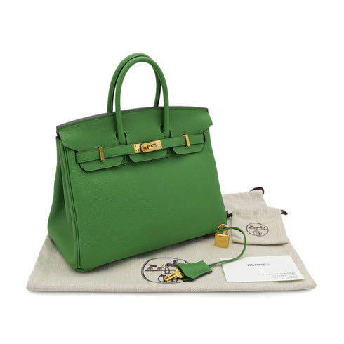 HERMES BIRKIN 25 VERT YUCCA TOGO HAND BAG B GOLD HARDWARE 90302884 - PURPOSE