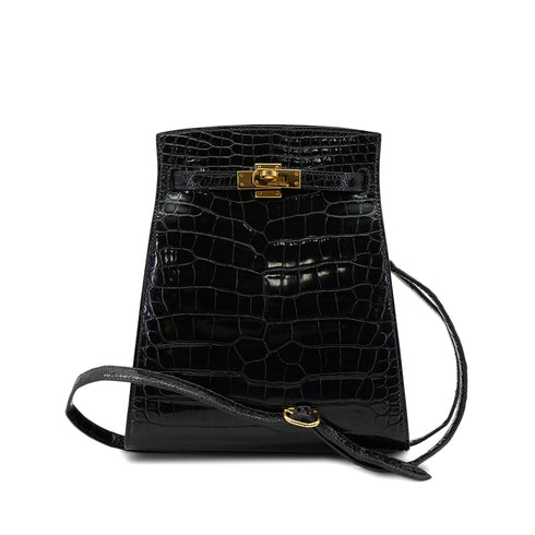 HERMES KELLY SPORTS PM BLACK ALLIGATOR SHOULDER BAG 〇V GHW 90302887 - PURPOSE