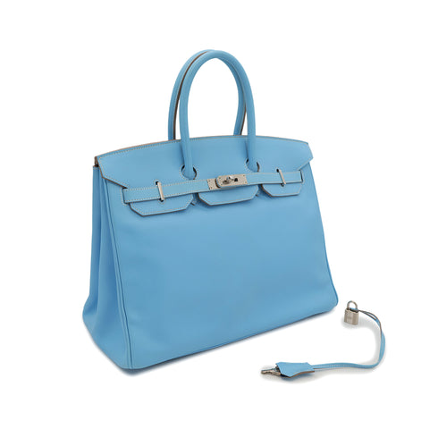 HERMES CANDY BIRKIN 35 CELESTE MYKONOS VEAU EPSOM HAND BAG □O SHW 90302891 - PURPOSE