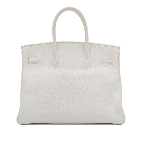 HERMES BIRKIN 35 WHITE TAURILLON CLEMENCE HAND BAG ▢J SHW 90302910 - PURPOSE