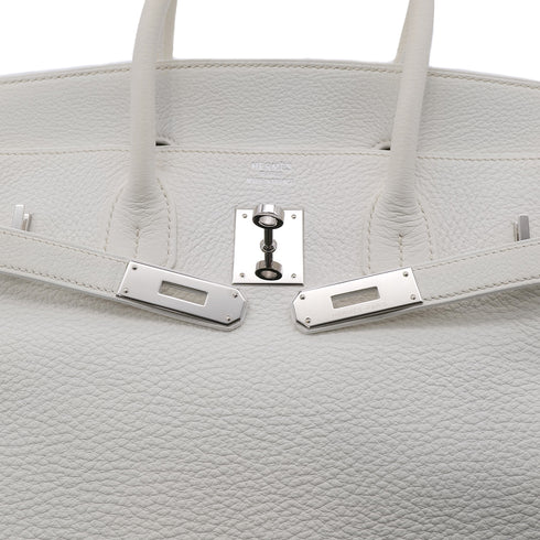 HERMES BIRKIN 35 WHITE TAURILLON CLEMENCE HAND BAG ▢J SHW 90302910 - PURPOSE