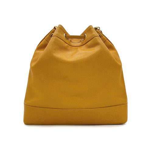 CHANEL VINTAGE TRIPLE COCOMARK DRAWSTRING CHAIN SHOULDER BAG YELLOW CAVIAR SKIN 90302912 - PURPOSE
