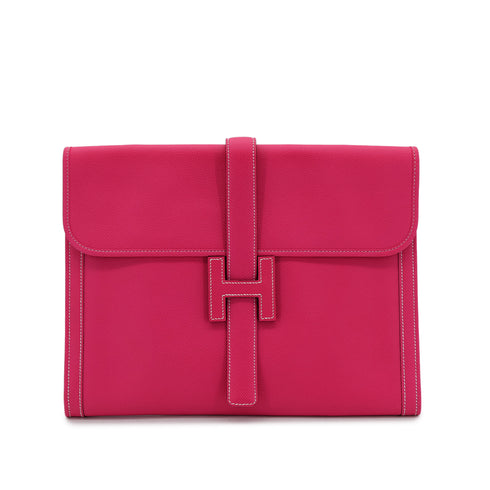 HERMES JIGE GM ROSE TYRIEN VEAU EPSON CLUTCH BAG □Q 90302919 - PURPOSE