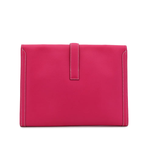 HERMES JIGE GM ROSE TYRIEN VEAU EPSON CLUTCH BAG □Q 90302919 - PURPOSE