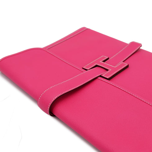 HERMES JIGE GM ROSE TYRIEN VEAU EPSON CLUTCH BAG □Q 90302919 - PURPOSE