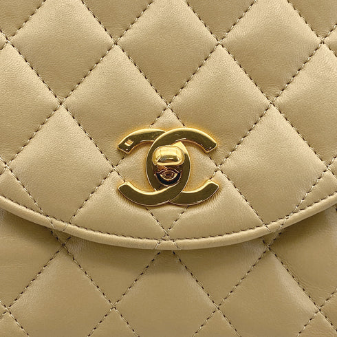 CHANEL VINTAGE MATELASSE HALF MOON CHAIN SHOULDER BAG BEIGE LANB SKIN 90302928 - PURPOSE