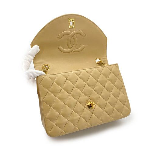 CHANEL VINTAGE MATELASSE HALF MOON CHAIN SHOULDER BAG BEIGE LANB SKIN 90302928 - PURPOSE