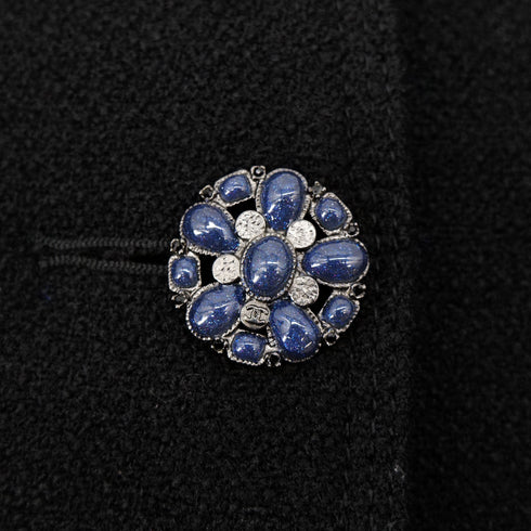 CHANEL BIJOU BUTTON JACKET BLACK WOOL 38 P50 RTW 90302934