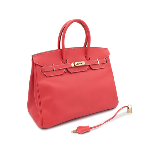 HERMES CANDY BIRKIN 35 ROSE JAIPUR GOLD VEAU EPSOM HAND BAG □P GHW 90302935 - PURPOSE