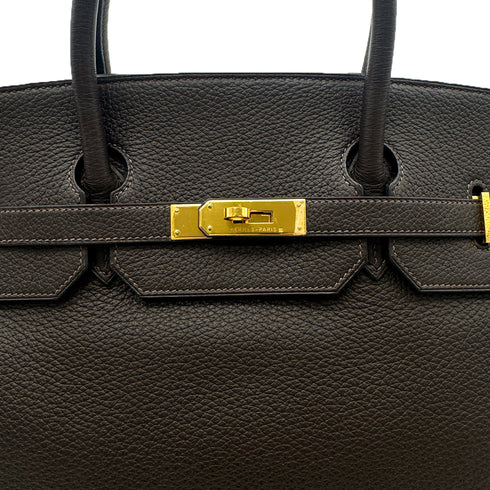 HERMES BIRKIN 40 CHOCOLAT TAURILLON CLEMENCE HAND BAG □F GHW 90302936 - PURPOSE