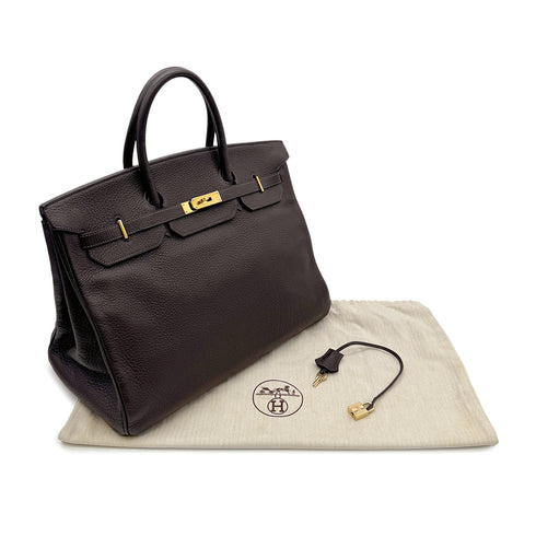HERMES BIRKIN 40 CHOCOLAT TAURILLON CLEMENCE HAND BAG □F GHW 90302936 - PURPOSE