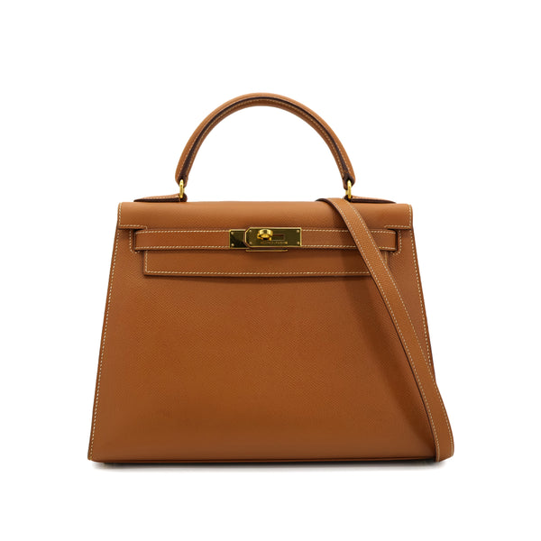 HERMES KELLY 28 SELLIER GOLD COUCHEVEL HAND SHOULDER BAG 〇X GHW 90302938 - PURPOSE