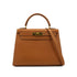 HERMES KELLY 28 SELLIER GOLD COUCHEVEL HAND SHOULDER BAG 〇X GHW 90302938 - PURPOSE