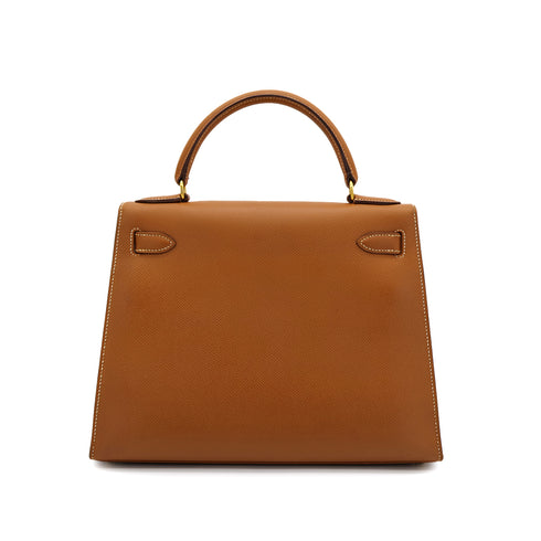 HERMES KELLY 28 SELLIER GOLD COUCHEVEL HAND SHOULDER BAG 〇X GHW 90302938 - PURPOSE