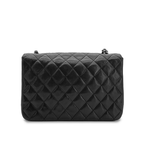 CHANEL VINTAGE MATELASSE HALF MOON CHAIN SHOULDER BAG BLACK LAMB SKIN 90302993 - PURPOSE