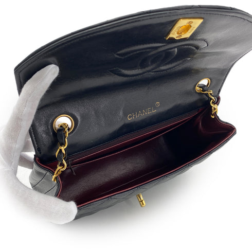 CHANEL VINTAGE MATELASSE HALF MOON CHAIN SHOULDER BAG BLACK LAMB SKIN 90302993 - PURPOSE
